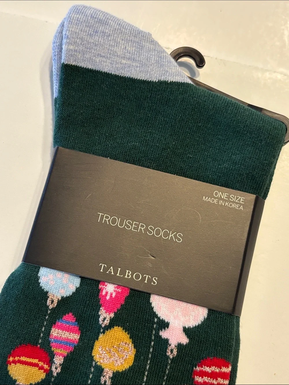 Talbolts Women's Green Christmas Ornament Trouser Socks